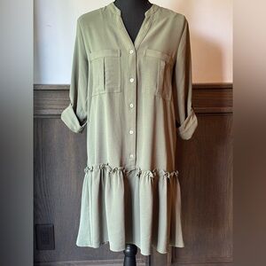 Emma & Michele green 3/4 Sleeves Drop Waist Dress Size S
